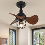 Tyalez Mid-Century Contemporary Dark Walnut Ceiling Fans With Lighting