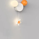 Creative Cartoon Wrought Iron Acrylic Spherical LED Children's Bedroom Wall Lamp