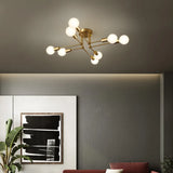 Contemporary Gold Iron Multi-Light Ceiling Lamp for Living Room