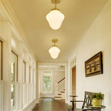 Classic White Glass Vintage Flush Mount Ceiling Lamp