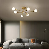 Contemporary Gold Iron Multi-Light Ceiling Lamp for Living Room