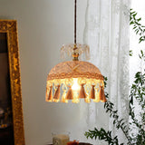 Elegant Tassel Dome Glass Pendant Light – Vintage-Inspired Ceiling Lamp