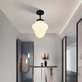 Classic White Glass Vintage Flush Mount Ceiling Lamp