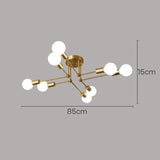 Contemporary Gold Iron Multi-Light Ceiling Lamp for Living Room