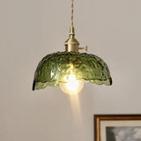 Irregular Brass Glass Pendant Light – Bedroom Hanging Lamp