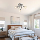 Tyalez Nordic Simple Crystal Glass 3-Lights Bedroom Ceiling Light