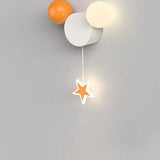 Creative Cartoon Wrought Iron Acrylic Spherical LED Children's Bedroom Wall Lamp