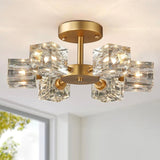 Tyalez Crystal Semi Flush Mount Bedroom Gold Ceiling Lights