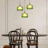 Tyalez Fluted Glass Short Cylinder Pendant LED Light in Vintage Style