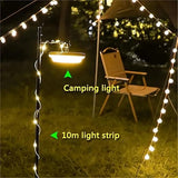 Tyalez Solar Camping Light, Camping String Lights, Solar String Lights for Outside with 150LEDs, Camping String Lamp with 3 Adjustable Brightness & 5 Light Modes