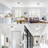 Tyalez Retro Crystal Semi Flush Mount Bedroom Ceiling Light