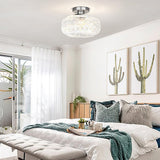 Tyalez Retro Crystal Semi Flush Mount Bedroom Ceiling Light