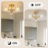 Tyalez Crystal Semi Flush Mount Bedroom Gold Ceiling Lights