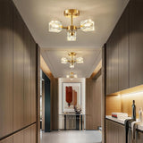 Tyalez Crystal Semi Flush Mount Bedroom Gold Ceiling Lights
