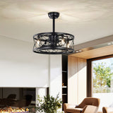 Tyalez Modern Black Flush Living Room Ceiling Fan With Light And Remote