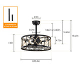 Tyalez Vintage Rope Semi Flush Living Room Ceiling Fan With Light And Remote