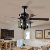 Tyalez Classic Metal Mesh Black Ceiling Fan With Light And Remote