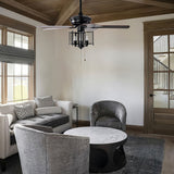 Tyalez Classic Metal Mesh Black Ceiling Fan With Light And Remote