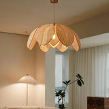 Tyalez Japanese Style Handmade Wabi-sabi Petal Shape Rattan Pendant Light