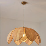 Tyalez Japanese Style Handmade Wabi-sabi Petal Shape Rattan Pendant Light