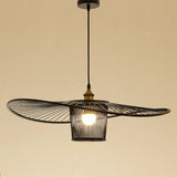 Tyalez Waving Bamboo Vintage Woven Wicker Handmade Hat Rattan Pendant Light