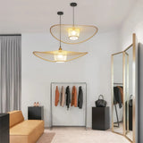 Tyalez Waving Bamboo Vintage Woven Wicker Handmade Hat Rattan Pendant Light