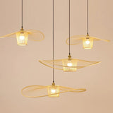 Tyalez Waving Bamboo Vintage Woven Wicker Handmade Hat Rattan Pendant Light