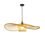 Tyalez Waving Bamboo Vintage Woven Wicker Handmade Hat Rattan Pendant Light