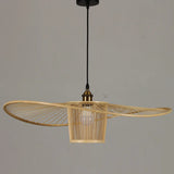 Tyalez Waving Bamboo Vintage Woven Wicker Handmade Hat Rattan Pendant Light