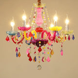 Macaron Style Candlestick Chandelier – Colorful Pendant Lighting for Living Room