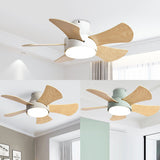 Tyalez Scandinavian Wood Flush Ceiling Fan With LED Lighting