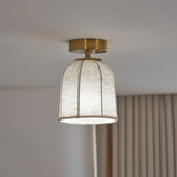 Retro linen fabric lamp corridor aisle ceiling lamp