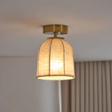 Retro linen fabric lamp corridor aisle ceiling lamp