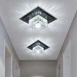 Tyalez Contemporary Squared Shape Crystal LED Ceiling Light For Hallway