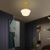 Classic White Glass Vintage Flush Mount Ceiling Lamp