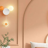 Creative Cartoon Wrought Iron Acrylic Spherical LED Children's Bedroom Wall Lamp