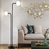 Tyalez Modern 2 Glass Lights Black Marble Floor Lamp