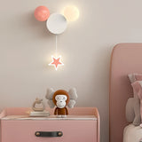 Creative Cartoon Wrought Iron Acrylic Spherical LED Children's Bedroom Wall Lamp