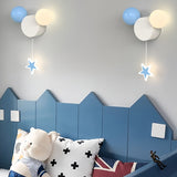 Creative Cartoon Wrought Iron Acrylic Spherical LED Children's Bedroom Wall Lamp