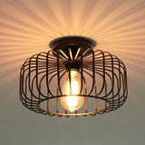 Modern Black Metal Round Lampshade Ceiling Light