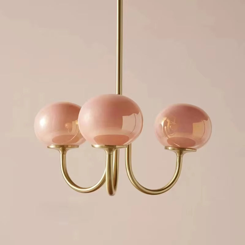 Tyalez Bubble Pink Glass Marshmallow Chandelier
