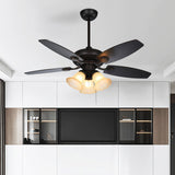 Tyalez Contemporary Coffee Glass Ceiling Fans With Lights