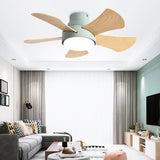 Tyalez Scandinavian Wood Flush Ceiling Fan With LED Lighting