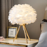 Tyalez Creative Feather Bedroom White Table Lamps