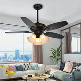 Tyalez Contemporary Coffee Glass Ceiling Fans With Lights