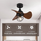 Tyalez Mid-Century Contemporary Dark Walnut Ceiling Fans With Lighting