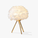 Tyalez Creative Feather Bedroom White Table Lamps