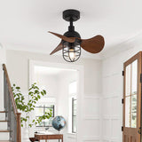 Tyalez Mid-Century Contemporary Dark Walnut Ceiling Fans With Lighting