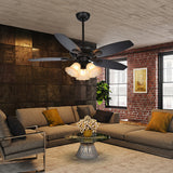 Tyalez Contemporary Coffee Glass Ceiling Fans With Lights