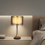 Tyalez Modern Simple Fabric Gold Bedroom Mini Table Lamp